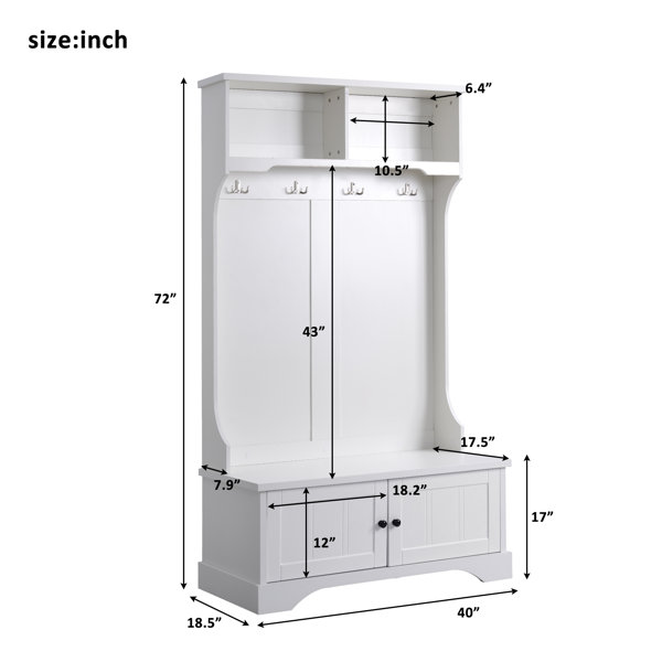 Red Barrel Studio® Joyan 40'' Wide Hall Tree with Bench Wayfair